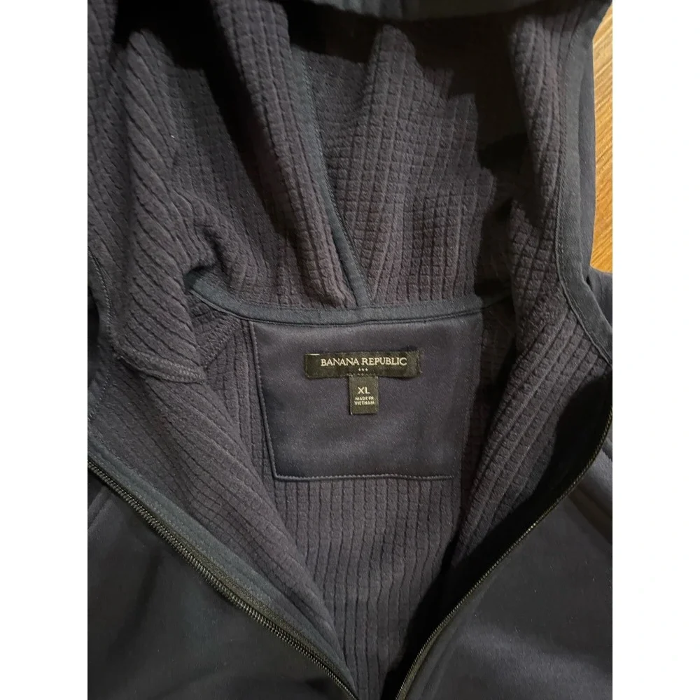 Banana‎ Republic Men's Full Zip Hoodie Long Sleeve Navy Size XL, Waffle Interior